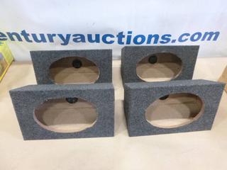 (4) Unused Nuance Speaker Boxes, Fits 6 In. x 9 In. Oval Speakers, Overall Dimensions 13 In. x 8 In. x 5 In. (O-1-3)