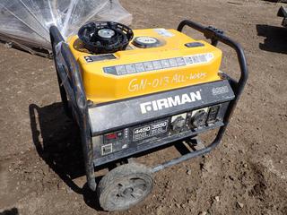 Firman P03501, 3550W Generator, 1 Phase, 120V, 5.0 Gal Tank w/ 87 Octane Gas Engine *Note: Running Condition Unknown*