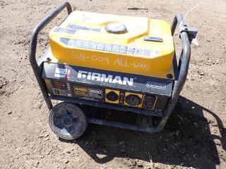 Firman P03501, 3550W Generator, 1 Phase, 120V, 5.0 Gal Tank w/ 87 Octane Gas Engine  *Note: Bent Wheel*