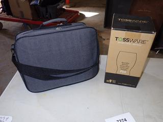 (1) Unused Picnic Set w/ Small Grill, Plates, Cutlery, Utensils, Glasses and Other Items C/w (1) Unused Clear Tossware Shatter Proof Glasses (G-2)