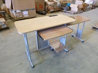 Computer Desk w/ Keyboard Drawer and Side Pivoting Shelf, 64 In. x 19 1/2 In. x 31 In.  (J-1-3)