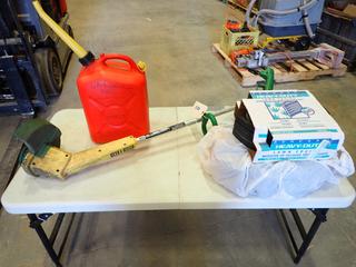 (1) Weed Eater 1210 10 In. Trimmer, (2) Rolls of Lawn Edging, (1) 2 Gal. Jerry Can (F-2)