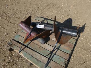 (2) 14 In. Flighting Auger Bits, Forward and Reverse, Mounted on 2 In. Pipe