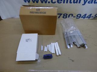 Qty of Unused VWR 9 In. Pasteur Pipet Disposable Lime Glass w/ Qty of Plastic Coated Magnets and Aluminum Angle Pieces (G2)