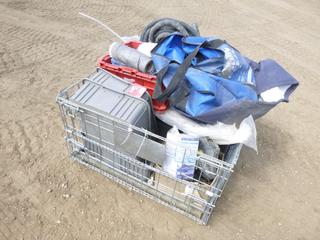 Qty of Misc. Tools and Supplies Includes Extension Cords, Tarps, Snow Brushes, Cement Mixing Bits, Levels, Hammers and Other Assorted Items *Note: Crate Not Included*