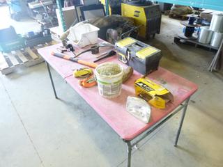 Qty of Assorted Items Includes Sledge Hammer, Table, Tool Box and Other Items (P-4-3)