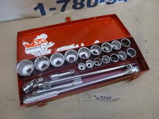 3/4 In. Drive Socket Set Complete w/ Ratchet, Extensions and Sliding "Tee" Bar (E-2)
