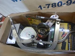 Vintage Engine Overhaul Diagnostic Tool, Timing Light, Vacuum and Valve Compression Gauges and Other Assorted Items (L-4-2)
