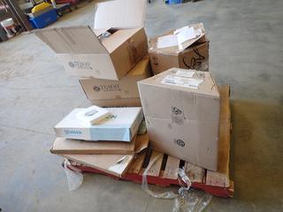 Qty of Unused Porcelain Sinks, C/w Cabinet Rail Parts and Other Assorted Items (S-3-1)
