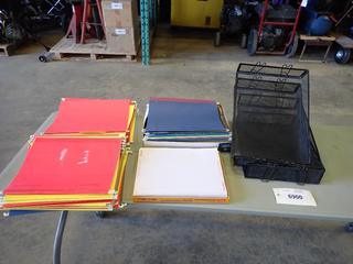 Qty of Office Supplies Includes Hanging File Folders, Labels, Stackable Office Trays (G1)