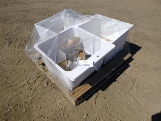 (3) Utilatub 19 Laundry Tubs C/w 1 Tap Set * Note: Legs are in Tubs*