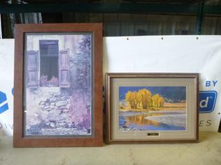 (1) Wall Art "Autumn Reflection" By Terry Donnelly, 25 In. x 23 In., (1) Wall Art Picture, 41 1/2 In. x 29 1/2 In. (Upstairs)