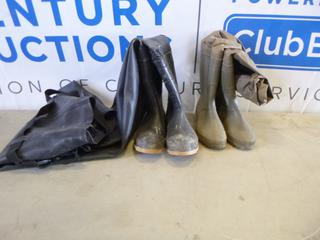 (1) Pair Size 11  On Guard Hip Waders w/ Steel Toe, (1) Pair Hodgman Size 11 Hip Waders (M42)