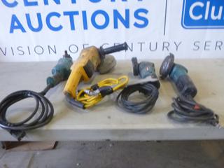(3) Makita Grinders, 120V  C/w (1) DeWalt D474-04  & In. Angle Grinder, 120 V (Y-1-2)