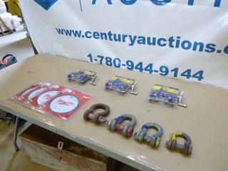 Qty of Shackles C/w Qty of Milwaukee 8 In. 42 Tooth Saw Blades and (3) Irwin 3/4 In. Pipe Clamps (F-2)