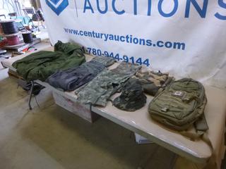 Qty of Military Gear Including Pants, Jacket, Hat and Backpack (G1)