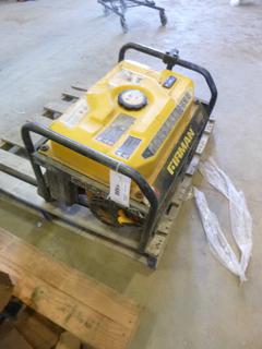 Firman P03501 Rev 01 Generator,  Starting Watts 4450, Running Watts 3550, 120V, 29.6 A, 1 Phase, S/N 4734002732 *Note: Wheel Broken*