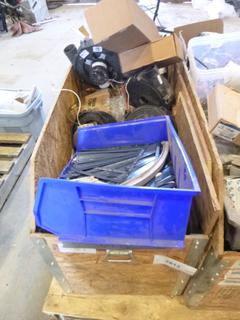 Assortment of  Misc. Items Includes Saw Blades, Saw Blade Handles, Furnace Draft Inducer Motor, Steel Plates and More Assorted Items (L32) 