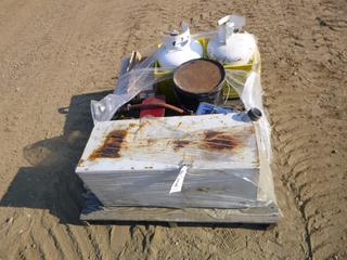 (2) Propane Tanks, 3/4 In. Hose and Reel, 500 Amp Carbon Pile Battery Load Tester, Metal Box w/ Contents (Unknown) 