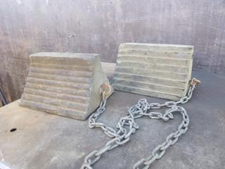 (1) Set of Wheel Chocks on Chains, 10 In. x 6 In.