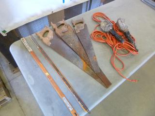 Qty of Hand Saws, Trouble Light and Hard Point Bow Saw Blades  (S-1-2)