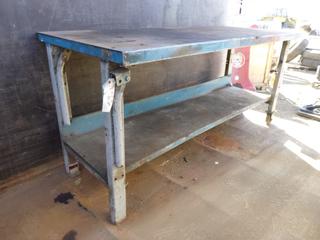 Work Bench on 4 In. Casters and Shelf, 72 In. x 30 In. x 34 In.