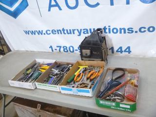 Qty of Assorted Hand Tools Includes Screw Drivers, Clamps, Pliers and Assorted Other Items (F-2)