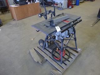 Craftsman 10 In. Table Saw, 120V, 60 Hz, 15A, 5,000 RPM C/w Hand Fuel Pump and Hand Truck  *Note: Hand Truck Missing Wheel* (Z)