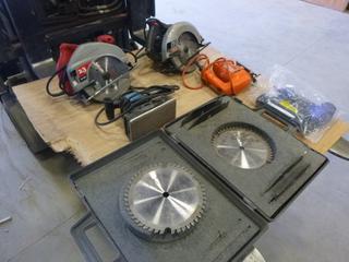 (2) 7 1/4 IN. Skilsaw, Black & Decker Jigsaw, Rockwell Sander, Brad Nailer and Carbide Tipped Dado Set (OS)