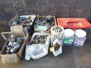 Qty of Misc. Items Includes 1/2 In. CXC Gate Valve, Concrete Anchors, Qty of Screws, Nails, Bolts and Other Assorted Items