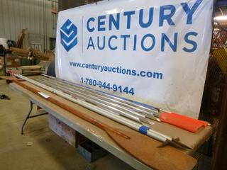 Qty of Misc. Items Including 10 Ft. Kayak Paddle, 10 Ft. Safety Flag Pole, Truck Rails, Magnetic Box Level and More