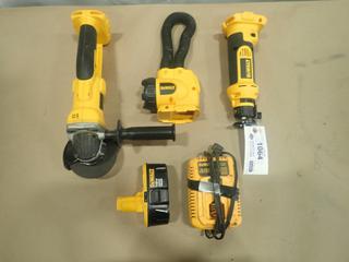 DeWalt DC411 18V 4 1/2 In. Cut-Off Tool C/w DeWalt DC550 18V Cut-Out Tool, DeWalt DW919 18V Rechargeable Light, (1) 18V Battery And (1) 18V Charger (B-1)