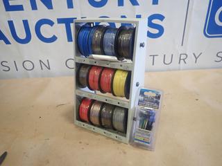 Wire Storage Rack C/w Qty Of Assorted Wire And Reese Trailer Wiring Kit (B-1)