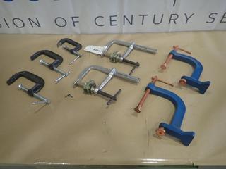 (2) Welding Clamps, (2) Bar Clamps, (2) 4 In. C-Clamps And (1) 3 In. C-Clamp (A-2)