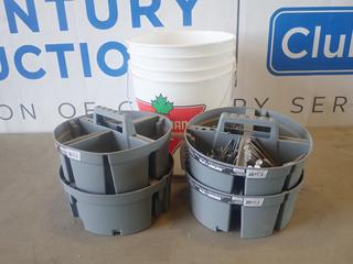 Qty Of (4) Deep Bottom Stackers C/w Bucket And Assorted Nails And Screws (A-2)