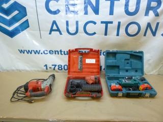 (1) Cordless Makita Drill w/ (2) Batteries and (1) Charger, (1) Milwaukee Rotary Hammer and (1) Hilti TE DR5-B Dust Removal System * Note: Working Condition Unknown* (E-2)