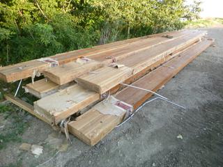 Qty of Laminated Beams, 37 Ft. 1/2 In. x 18 In. * Note: Joist Hanger, Nails and Cable Housing Still Connected* (West Fence)