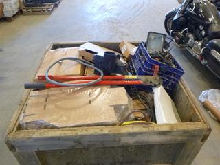 Qty of Misc. Tools, Motor, Lights, Rebar Cutter /  Bender and Powered Louvered Vent