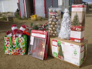Qty of Christmas Items Includes (1) 7 Ft. Pre-Lit Tree, (1) 2 Ft. Pre-Lit Tree, (1) 19 In. Table Top Tree and Other Christmas Items (NE Floor)
