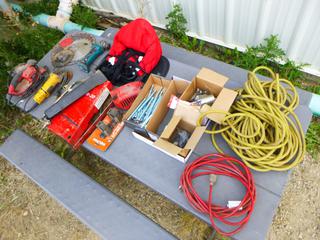 Qty of Misc. Tools Including DeWalt Grinder, Skil Belt Sander, Wedge Anchor, Extension Cords and More (H)