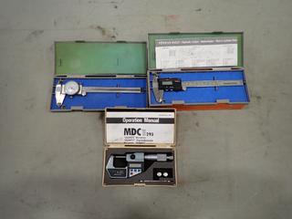 MDC Series 293 Digital Micrometer C/w Mitutoyo Digital Caliper And Mitutoyo Caliper (A-2)