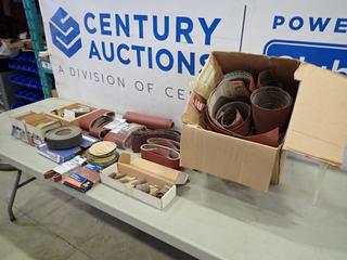 Qty Of Assorted Pieces Of Sandpaper, Sanding Belts, Discs And Assorted Supplies (NE Floor)