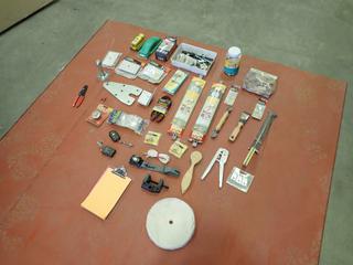 Miter Sliders, Telephone Wall Plates, Pelican Headlamp, Sanding Belt And Assorted Supplies (V-1-3)