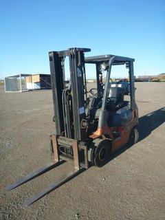 Toyota 157FGU15 Forklift c/w LPG, Direct Trans, 6.50-10/5.00 Front, GL4035 5.00-8 Rear Tires, Showing 43,760 Hours, S/N 62397.