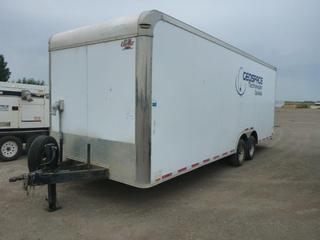 2011 Cargo Mate 20 Ft. T/A Enclosed Trailer c/w Lights, Heat, A/C, (4) Cupboards, (2) Tables, Spare Tire, Back & Sides Doors, ST225/75R15D, VIN 5NHUELZ24BY063984.