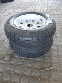 (2) Roadguider QH500 Trailer Tires ST205/75 D14 w/ White Steel Rims.