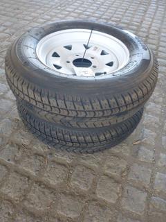 (2) Forerunner QH500 Trailer Tires ST175/80 D13 91G w/ White Steel Rims.