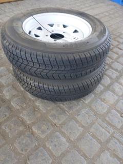 (2) Forerunner QH500 Trailer Tires ST175/80 D13 91G w/ White Steel Rims.