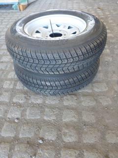 (2) Forerunner QH500 Trailer Tires ST175/80 D13 91G w/ White Steel Rims.