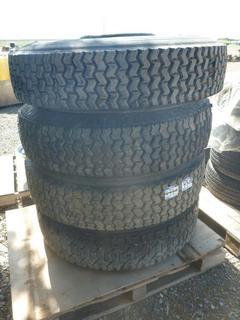 (2) Firestone XR4 Bus Tires 12.75 R22.5 w/ Rims and (2) Kum Ho All Steer Radial 955 Bus Tires 12 R22.5 w/ Rims.